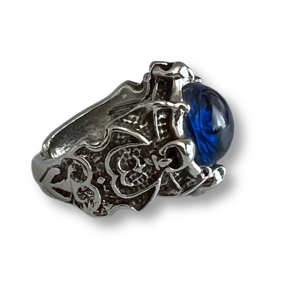 ✦ Men’s Stainless Steel Adjustable Blue Dragon Eye Ring - Picture 5 of 6